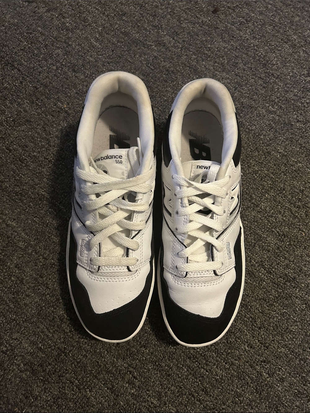 New Balance 550 White & Black Retro Court Sneakers - Picture 2 of 4